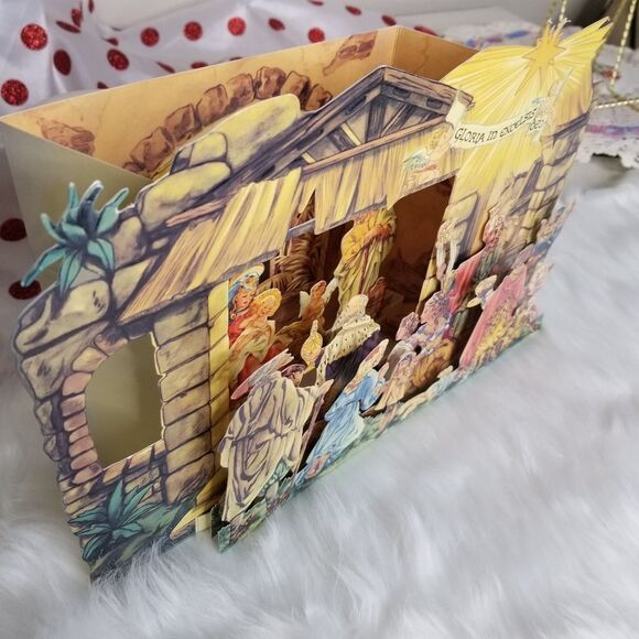 B. Shackman And Co. 1994 Christmas Nativity Jumbo Creche Card 3D Die Cut Pop Out - Picture 3 of 12